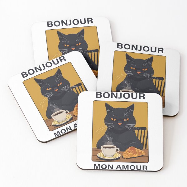 Item preview, French Cat Bonjour Mon Amour designed and sold by DariaDoodleArt.