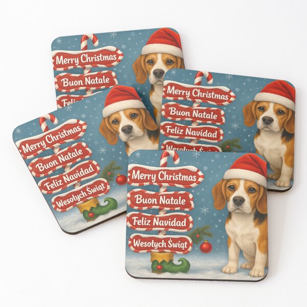 Item preview, Beagle Christmas Sign – Holiday Candy Cane Art designed and sold by GivingJoy.