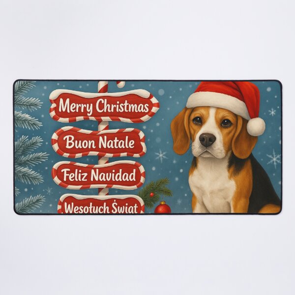 Item preview, Beagle Christmas Sign – Holiday Candy Cane Art designed and sold by GivingJoy.