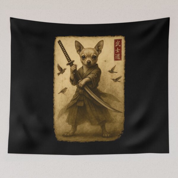 Item preview, Samurai Dog Japanese Art Chihuahua Warrior Bushido Katana designed and sold by AdelinaPi.