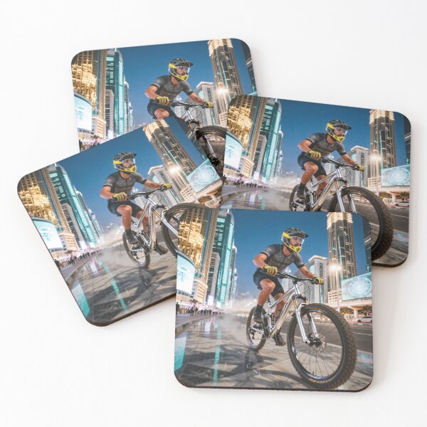 Item preview, Futuristic Financial District Night Ride – Chrome MTB Speed Shot. designed and sold by Hinson MTB Visuals.
