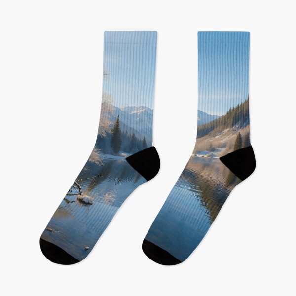 Item preview, Winter mountain lake landscape designed and sold by Djantrix.