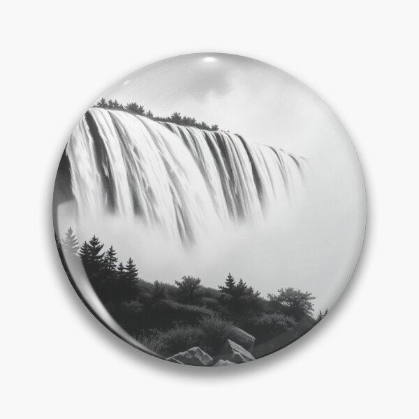 Item preview, Black and White Waterfall Pencil Drawing - Fine Art Print designed and sold by EllDAV777.
