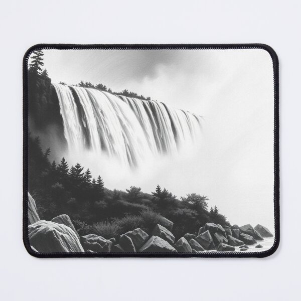 Item preview, Black and White Waterfall Pencil Drawing - Fine Art Print designed and sold by EllDAV777.