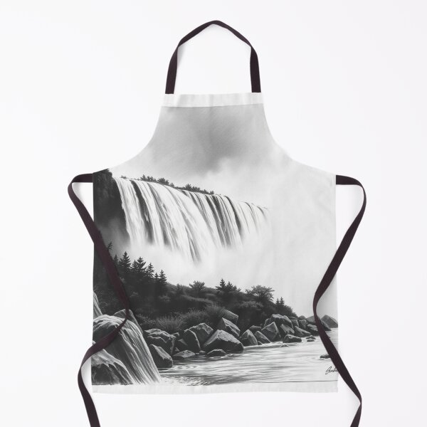 Item preview, Black and White Waterfall Pencil Drawing - Fine Art Print designed and sold by EllDAV777.