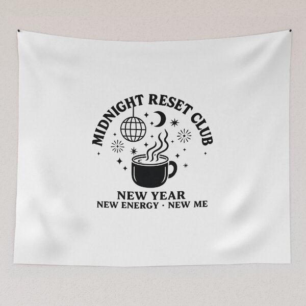 Item preview, Midnight Reset Club · New Year New Energy New Me · Motivational Minimalist Design designed and sold by Rockty.