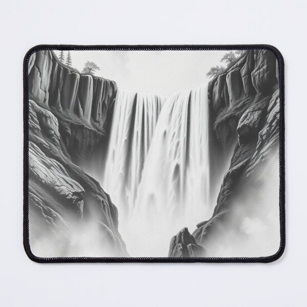 Item preview, Black and White Waterfall Pencil Drawing - Majestic Nature Art designed and sold by EllDAV777.