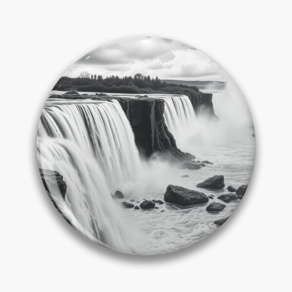 Item preview, Black and White Waterfall Pencil Art - Powerful Cascade Drawing designed and sold by EllDAV777.