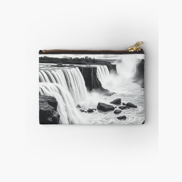Item preview, Black and White Waterfall Pencil Art - Powerful Cascade Drawing designed and sold by EllDAV777.
