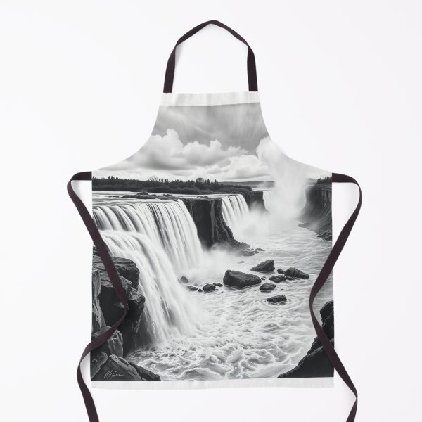 Item preview, Black and White Waterfall Pencil Art - Powerful Cascade Drawing designed and sold by EllDAV777.