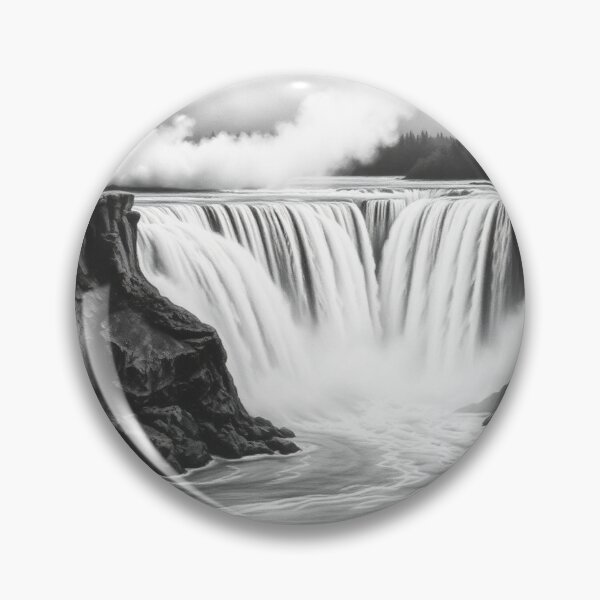 Item preview, Black and White Wide Waterfall Pencil Drawing - Epic Nature Art designed and sold by EllDAV777.