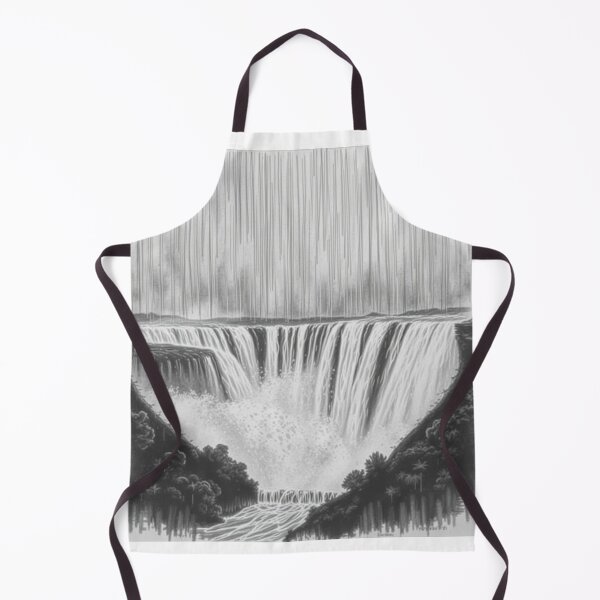 Item preview, Black and White Horseshoe Waterfall Pencil Art - Epic Nature designed and sold by EllDAV777.