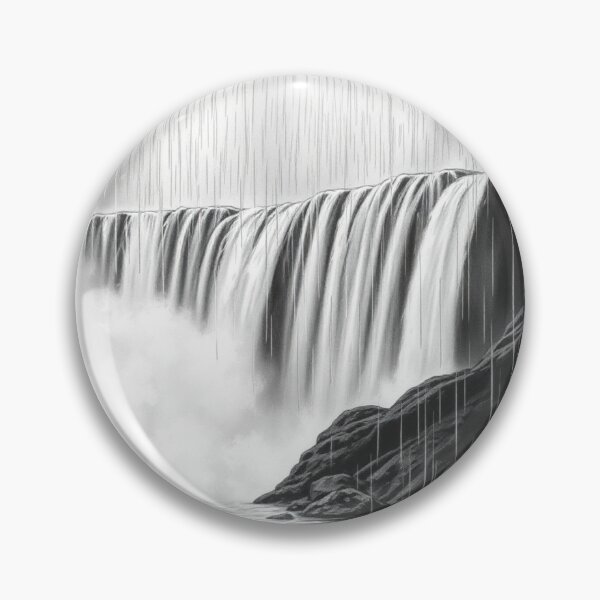 Item preview, Black and White Misty Waterfall Pencil Drawing - Powerful Nature designed and sold by EllDAV777.