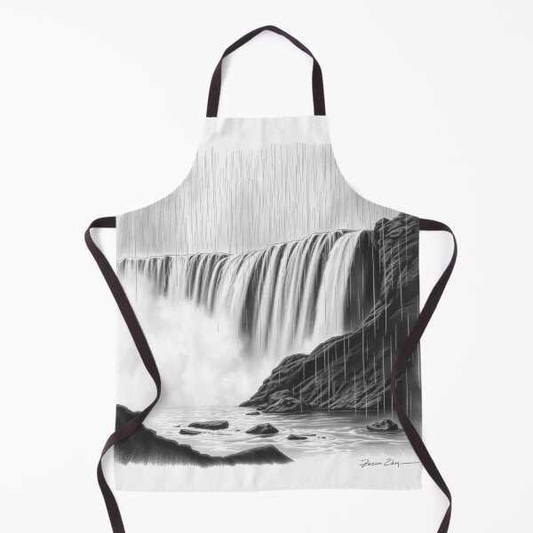Item preview, Black and White Misty Waterfall Pencil Drawing - Powerful Nature designed and sold by EllDAV777.