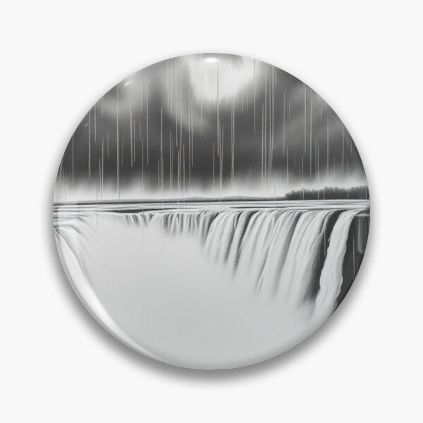Item preview, Black and White Stormy Waterfall Pencil Art - Dramatic Nature designed and sold by EllDAV777.