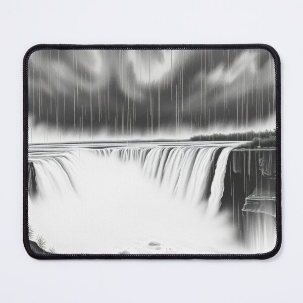 Item preview, Black and White Stormy Waterfall Pencil Art - Dramatic Nature designed and sold by EllDAV777.