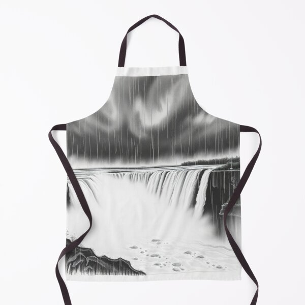 Item preview, Black and White Stormy Waterfall Pencil Art - Dramatic Nature designed and sold by EllDAV777.