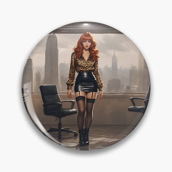 Item preview, Satin and Leather Redhead Sexy Boss designed and sold by Trina AI Art.