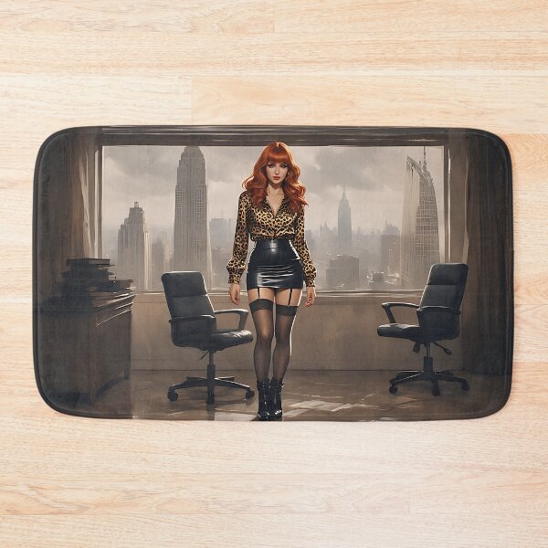 Item preview, Satin and Leather Redhead Sexy Boss designed and sold by Trina AI Art.
