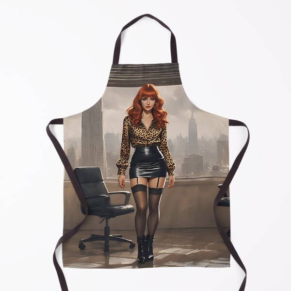 Item preview, Satin and Leather Redhead Sexy Boss designed and sold by Trina AI Art.