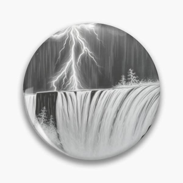 Item preview, Black and White Lightning Waterfall Pencil Art - Storm Drama designed and sold by EllDAV777.