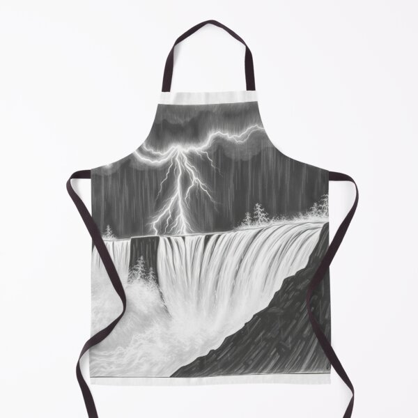 Item preview, Black and White Lightning Waterfall Pencil Art - Storm Drama designed and sold by EllDAV777.