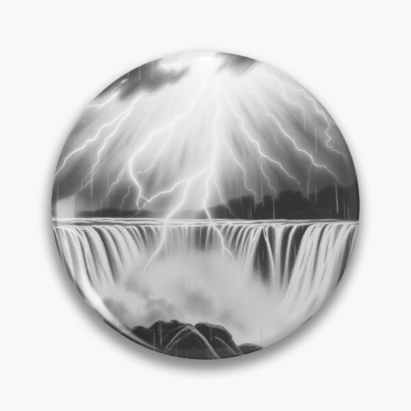 Item preview, Black and White Lightning Storm Waterfall Pencil Art - Epic designed and sold by EllDAV777.