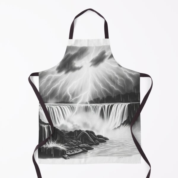 Item preview, Black and White Lightning Storm Waterfall Pencil Art - Epic designed and sold by EllDAV777.