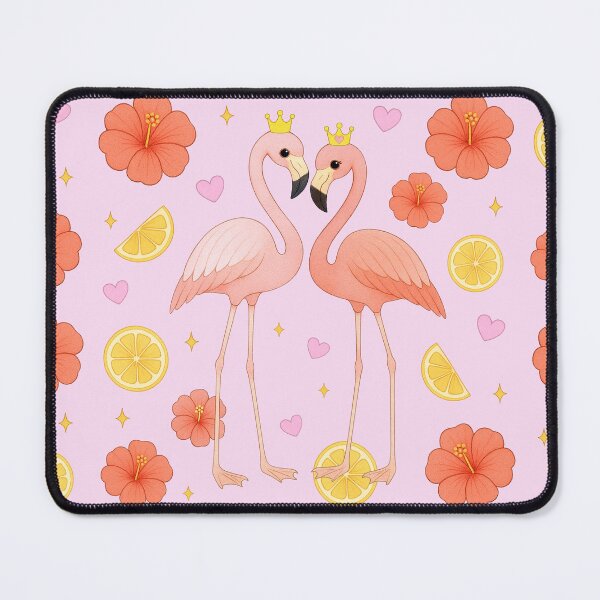 Item preview, Flamingo Couple with Hibiscus and Lemon - Pink designed and sold by HIMEKARI.