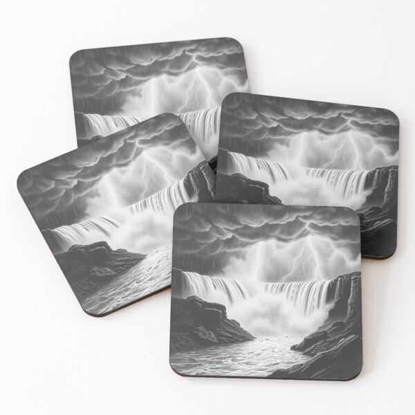 Item preview, Black and White Thunderstorm Waterfall Pencil Art - Epic Storm designed and sold by EllDAV777.
