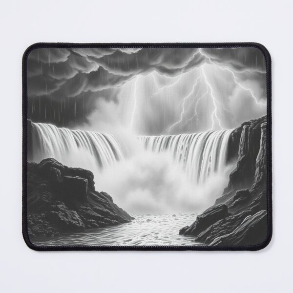 Item preview, Black and White Thunderstorm Waterfall Pencil Art - Epic Storm designed and sold by EllDAV777.