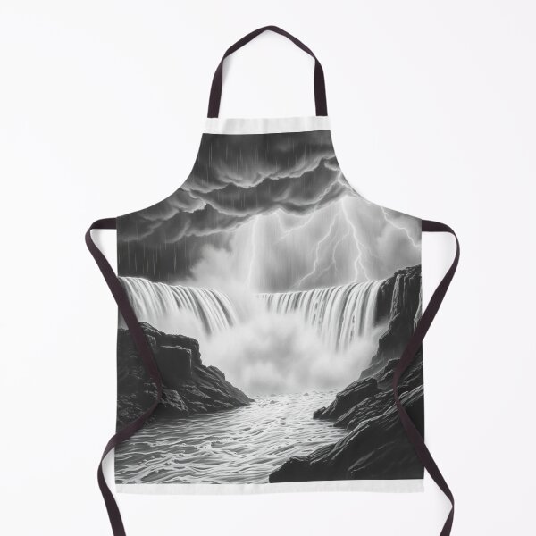 Item preview, Black and White Thunderstorm Waterfall Pencil Art - Epic Storm designed and sold by EllDAV777.