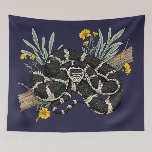 Item preview, California Kingsnake with Yellow Desert Flowers designed and sold by BirdsnStuff.