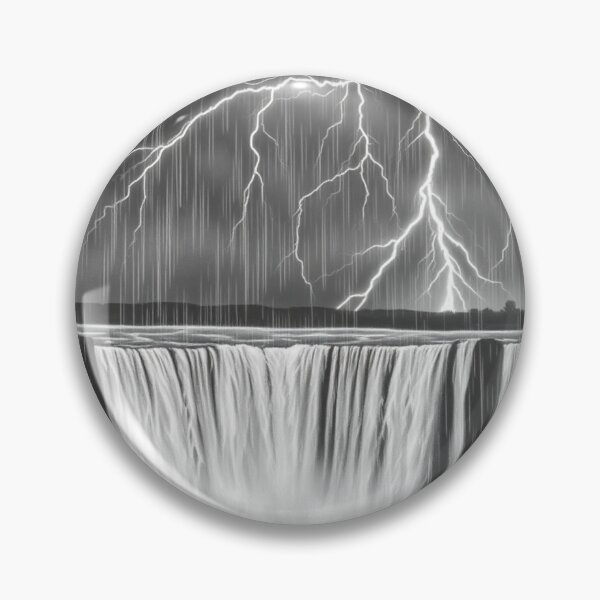 Item preview, Black and White Lightning Waterfall Storm - Epic Pencil Art designed and sold by EllDAV777.