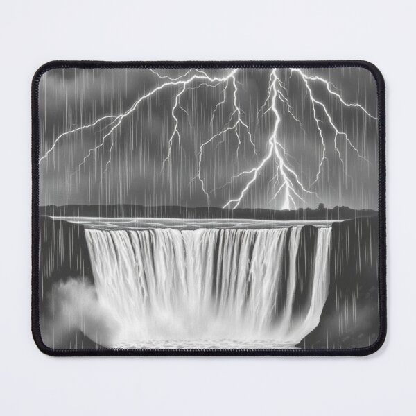 Item preview, Black and White Lightning Waterfall Storm - Epic Pencil Art designed and sold by EllDAV777.