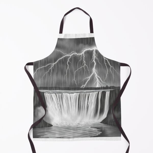 Item preview, Black and White Lightning Waterfall Storm - Epic Pencil Art designed and sold by EllDAV777.