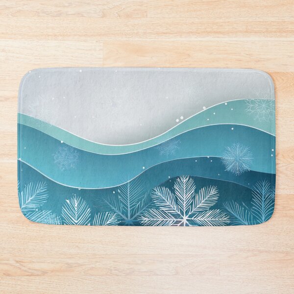Item preview, Festive holiday snowflakes wave, cool blue border, minimalist blue colour palette, holiday watercolor painting, winter holiday season decor  designed and sold by navitalidesign.