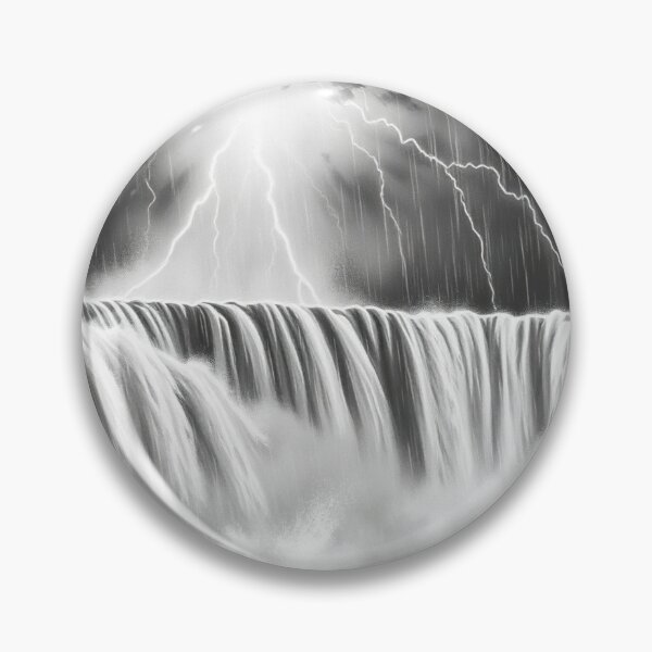 Item preview, Black and White Lightning Storm Waterfall - Epic Pencil Art designed and sold by EllDAV777.