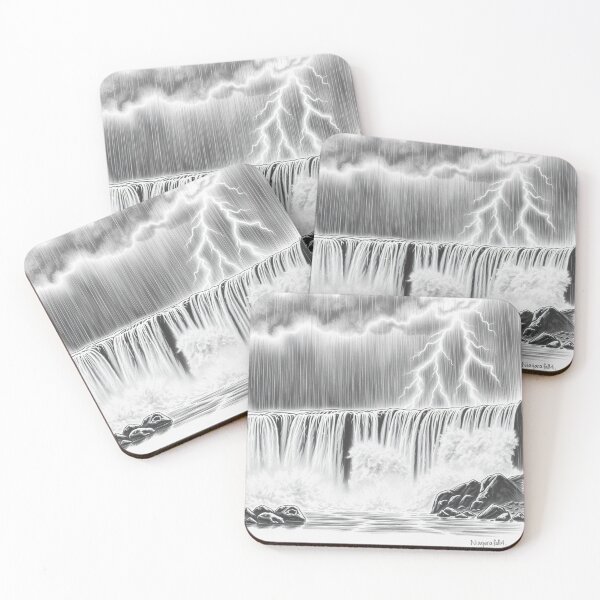Item preview, Niagara Falls Thunderstorm Pencil Drawing BW Art Print designed and sold by EllDAV777.