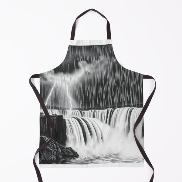 Item preview, Niagara Falls Lightning Storm Black White Art Print designed and sold by EllDAV777.