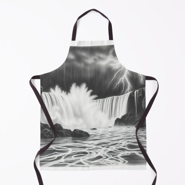 Item preview, Niagara Falls Lightning Strike BW Dramatic Art Print designed and sold by EllDAV777.