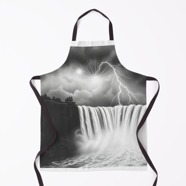 Item preview, Niagara Falls Sun Lightning Storm Black White Art Print designed and sold by EllDAV777.