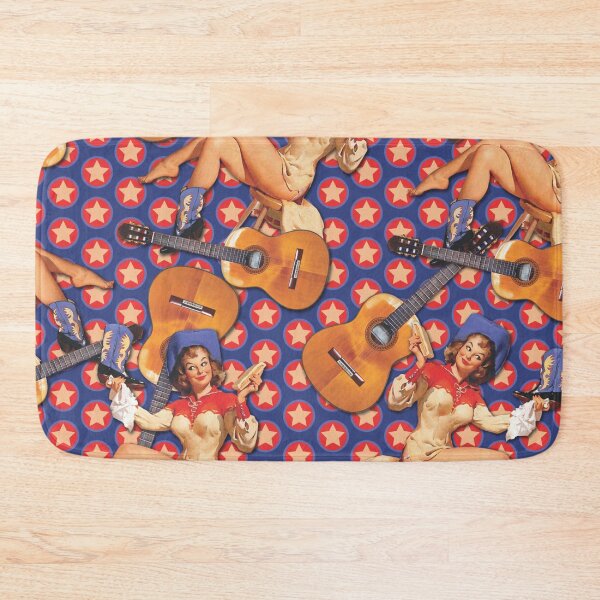 Item preview, Retro Western Rodeo Cowgirl Guitars and Stars designed and sold by RetroMaggie.