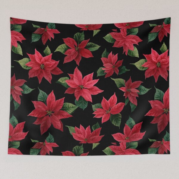 Item preview, Pointesettia on Black designed and sold by RebelRulez.