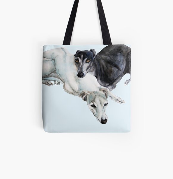 Whippet Art - Lean on me All Over Print Tote Bag