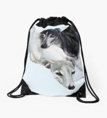 Whippet Art - Lean on me Drawstring Bag