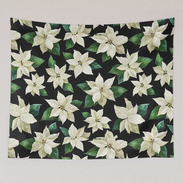 Item preview, White Pointesettias on Black designed and sold by RebelRulez.