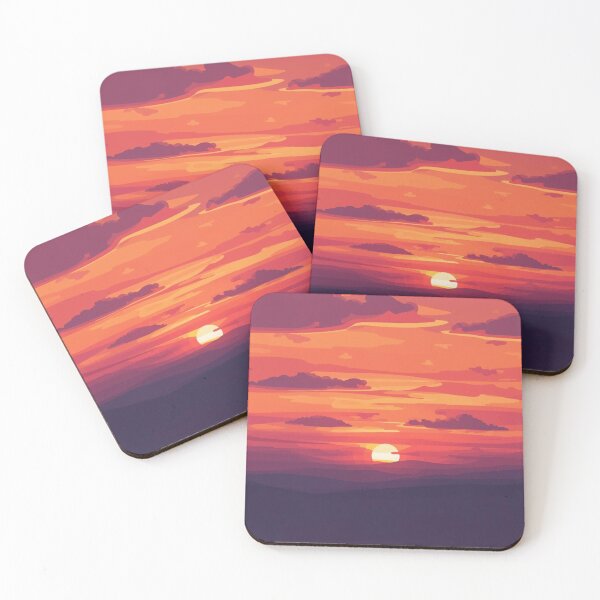 Item preview, Orange sky with purple clouds and sunset sun designed and sold by Ciervo Primavera.
