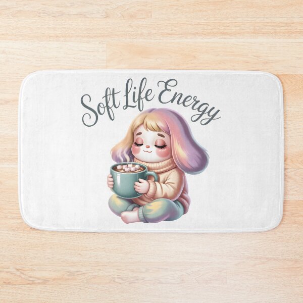 Item preview, Cute Soft Life Cozy Aesthetic Girl Drinking Hot Chocolate – Kawaii Pastel Illustration for Calm & Comfort Vibes designed and sold by SoftyDesigns.