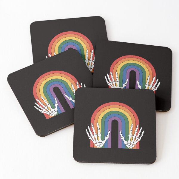 Item preview, Gothic Rainbow Pride Skeleton Hands Art Colorful Bones LGBTQ designed and sold by RatCurry.